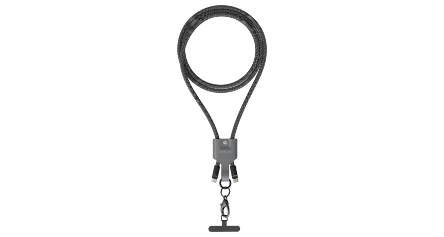 Levelo Tugo Type- C to Type-C 60W 0.3M TPE/braided Lanyard Cable - Black/Grey 1 Levelo Tugo Type- C to Type-C 60W 0.3M TPE/braided Lanyard Cable - Black/Grey