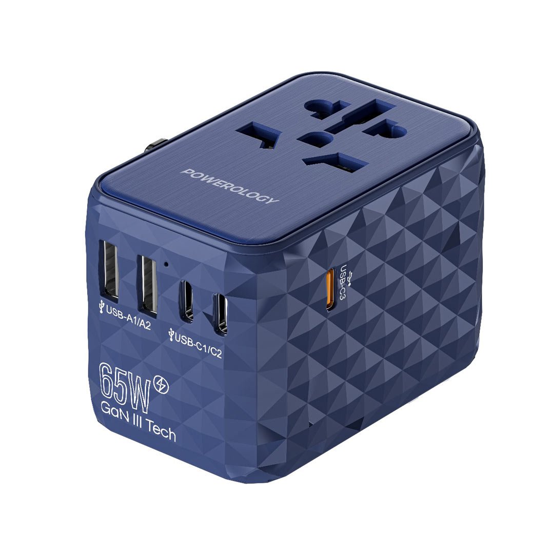 Powerology Universal Multi-Port Travel Adapter PD 65W ( 3X Type-C / 2X USB-A Ports ) 4 Powerology Universal Multi-Port Travel Adapter PD 65W ( 3X Type-C / 2X USB-A Ports ) - Image 4