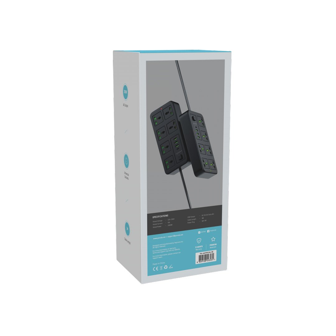 Porodo Blue 6 Universal Sockets Power Strip 3M 3 Porodo Blue 6 Universal Sockets Power Strip 3M - Image 3