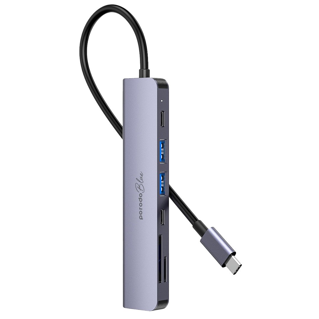 Porodo Blue 7 In 1 Hub HDMI 2XUSB-A 2XUSB-C SD MicroSD 2 Porodo Blue 7 In 1 Hub HDMI 2XUSB-A 2XUSB-C SD MicroSD - Image 2