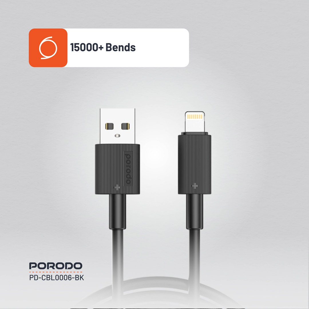 Porodo USB-A to Lightning Durable Charging Cable 4 Porodo USB-A to Lightning Durable Charging Cable - Image 4