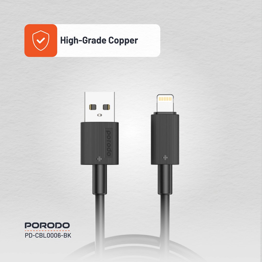 Porodo USB-A to Lightning Durable Charging Cable 6 Porodo USB-A to Lightning Durable Charging Cable - Image 6