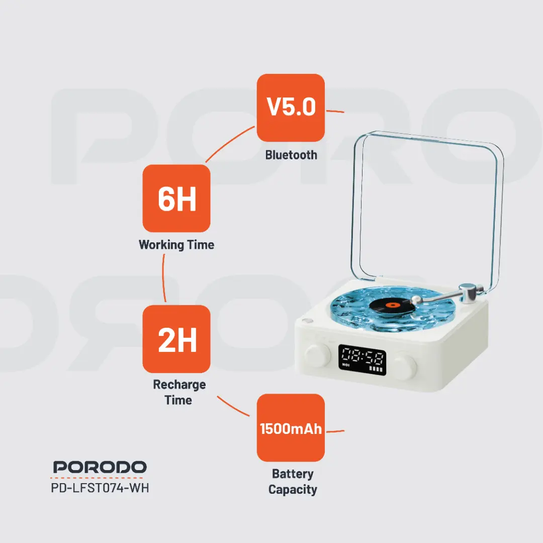 Porodo Lifestyle White Noise Portable Speaker 3 Porodo Lifestyle White Noise Portable Speaker - Image 3