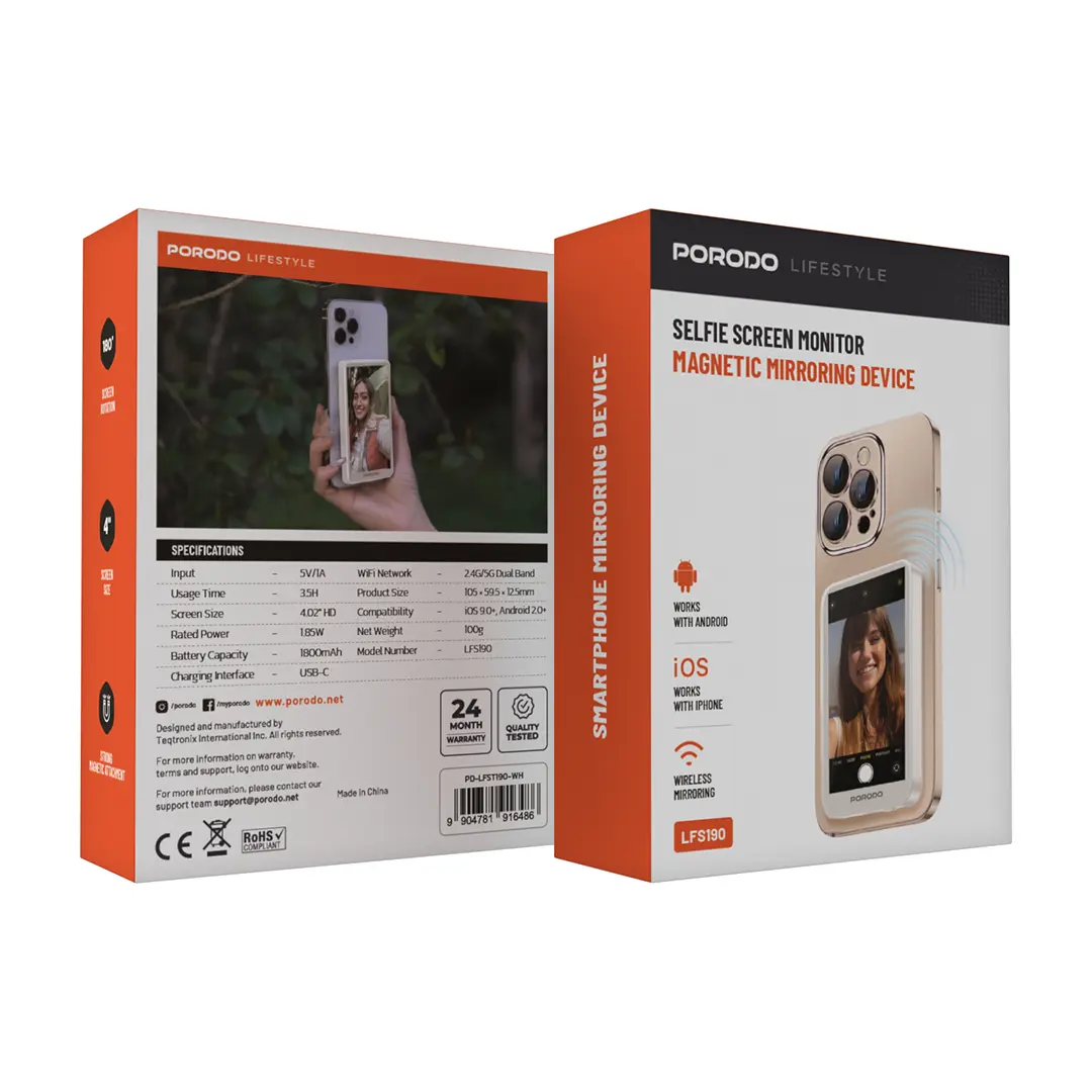 Porodo Lifestyle Selfie Screen Monitor Magnetic Mirroring Device 3 Porodo Lifestyle Selfie Screen Monitor Magnetic Mirroring Device - Image 3