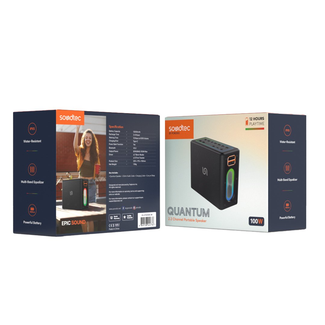 Porodo Soundtec QUANTUM 2.2 Channel Portable Speaker 2 Porodo Soundtec QUANTUM 2.2 Channel Portable Speaker - Image 2