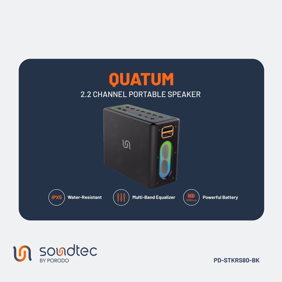 Porodo Soundtec QUANTUM 2.2 Channel Portable Speaker 5 Porodo Soundtec QUANTUM 2.2 Channel Portable Speaker - Image 5