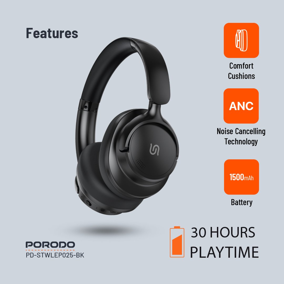 Porodo Soundtec Zen Active Noise-Cancellation Headphone 4 Porodo Soundtec Zen Active Noise-Cancellation Headphone - Image 4