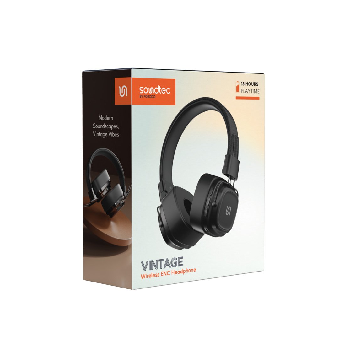 Porodo Soundtec Vintage Wireless ENC Headphone 2 Porodo Soundtec Vintage Wireless ENC Headphone - Image 2