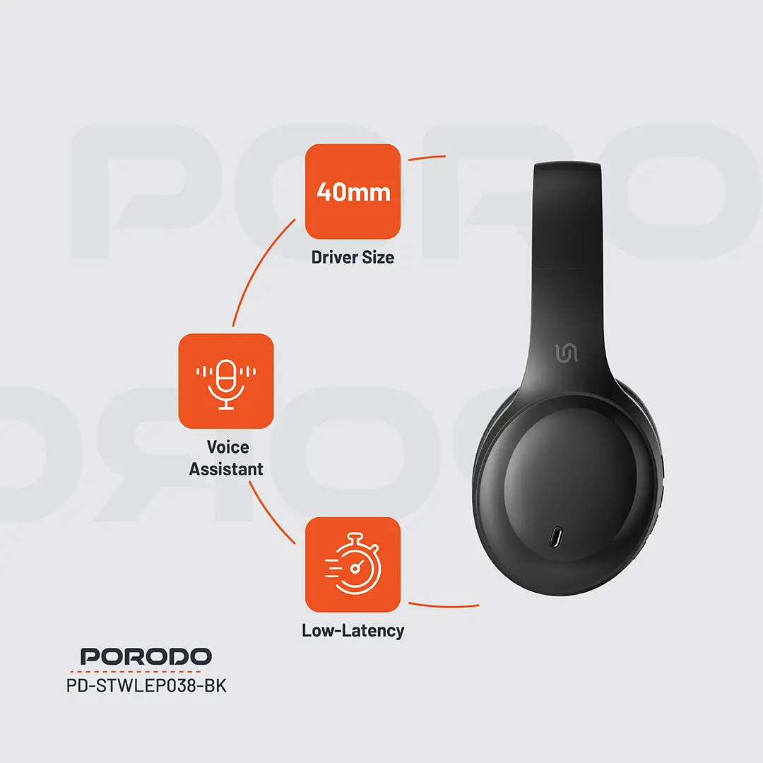 Porodo Soundtec PRIMO Wireless Headphone 3 Porodo Soundtec PRIMO Wireless Headphone - Image 3