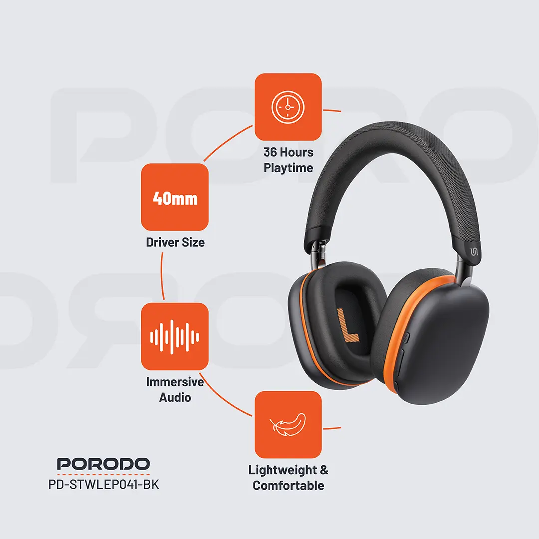 Porodo Soundtec Vibe Wireless Headphone 2 Porodo Soundtec Vibe Wireless Headphone - Image 2