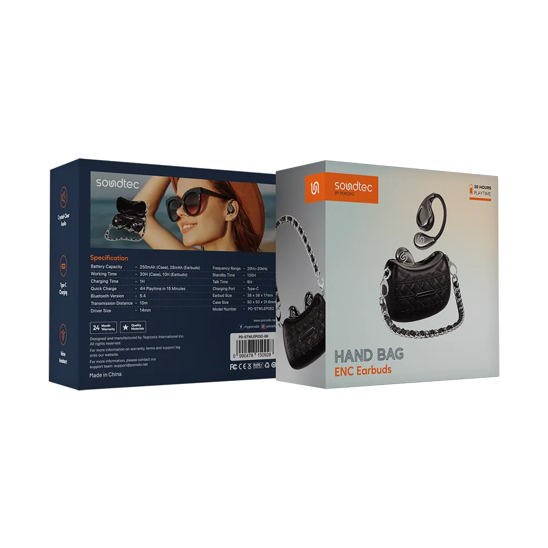Porodo Soundtec Hand Bag ENC Earbuds 4 Porodo Soundtec Hand Bag ENC Earbuds - Image 4
