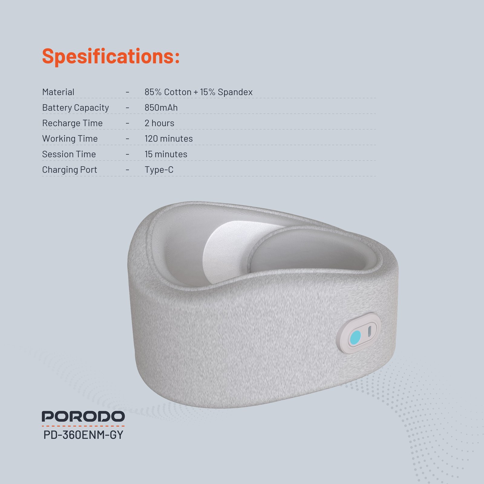 Porodo Neck Pillow Massager with Hot Compress 3 Porodo Neck Pillow Massager with Hot Compress - Image 3