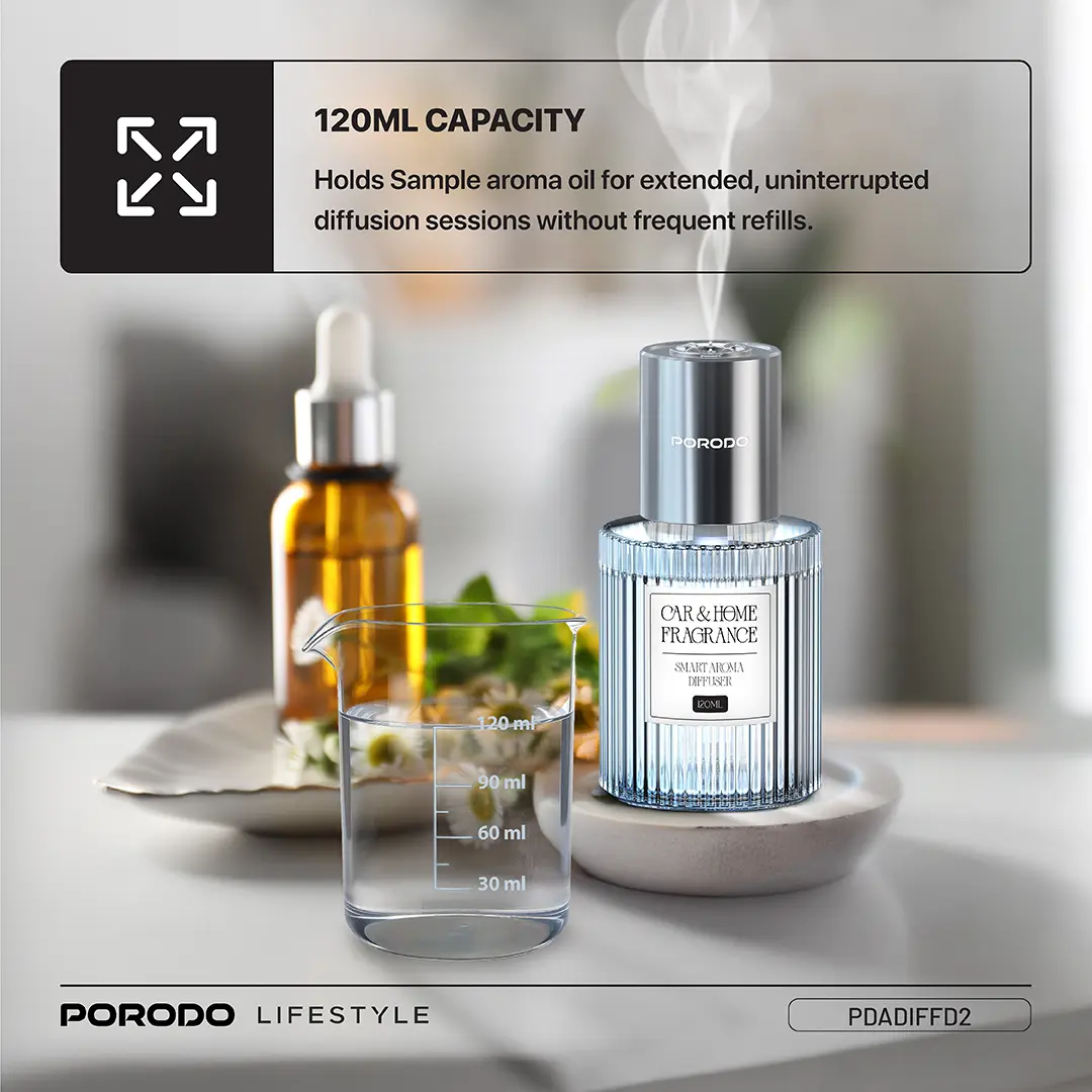 Porodo Lifestyle Grasse Smart Aroma Diffuser - Clear 4 Porodo Lifestyle Grasse Smart Aroma Diffuser - Clear - Image 4
