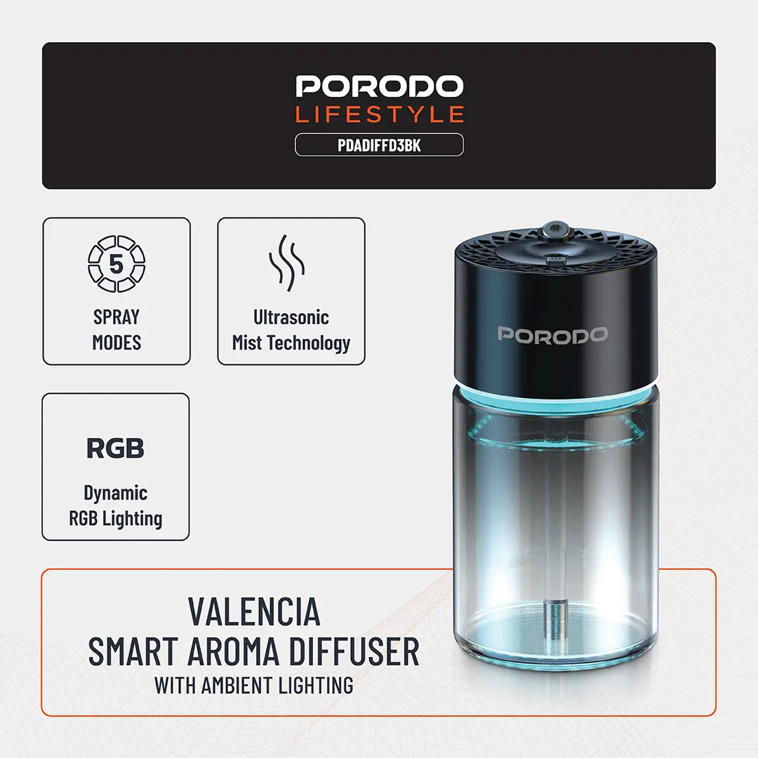 Porodo Lifestyle Valencia Smart Aroma Diffuser 4 Porodo Lifestyle Valencia Smart Aroma Diffuser - Image 4