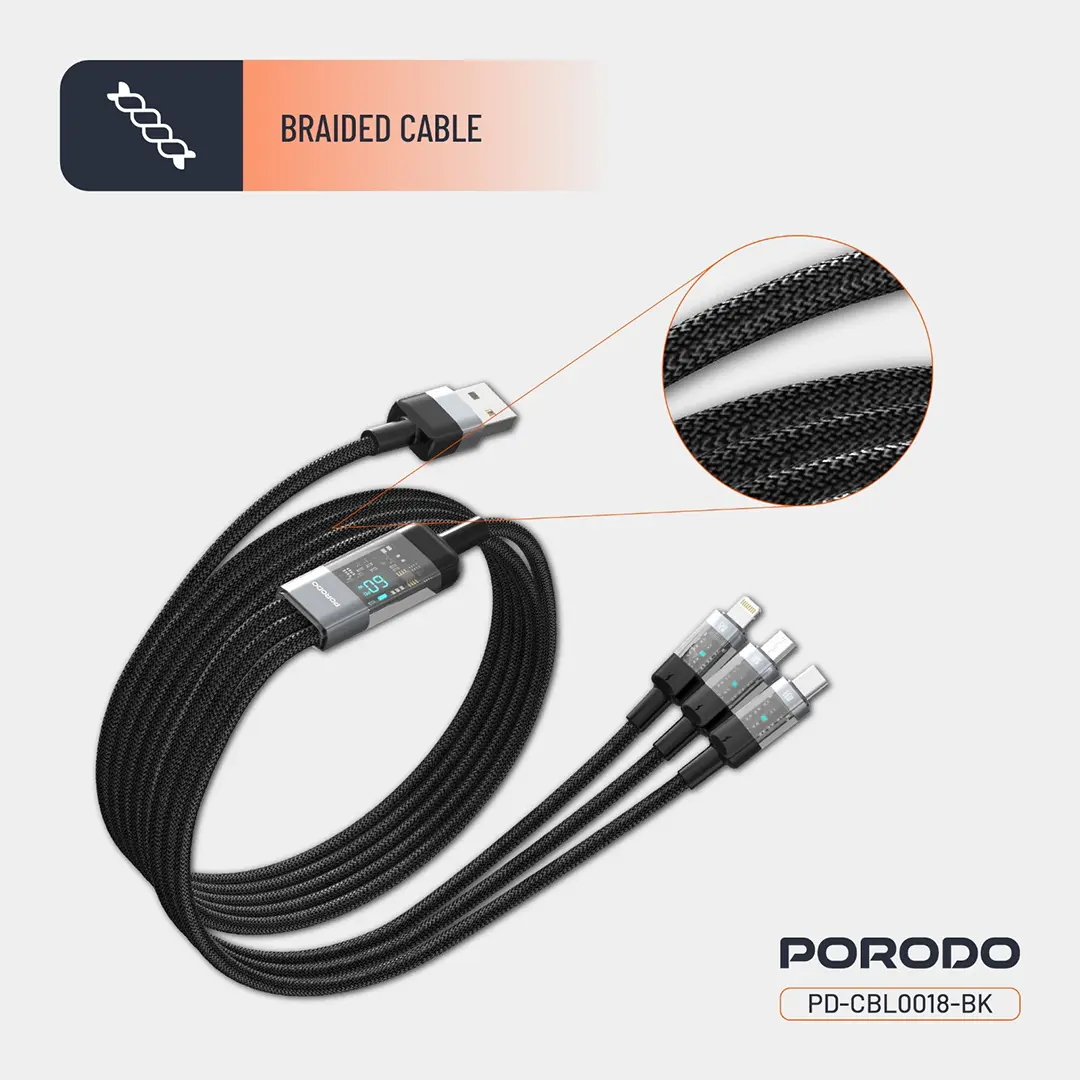 Porodo Transparent USB-A Input Fast Charging Cable 6 Porodo Transparent USB-A Input Fast Charging Cable - Image 6