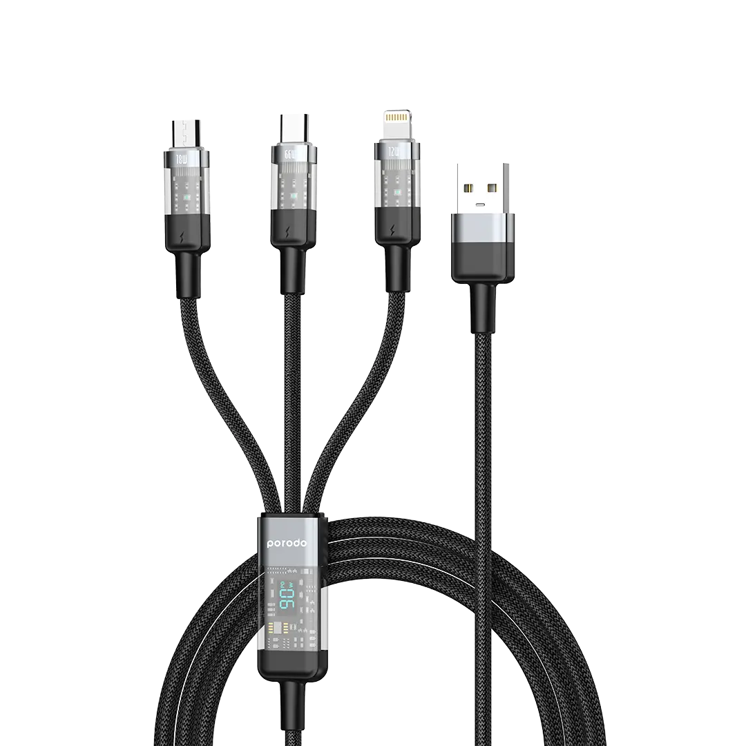 Porodo Transparent USB-A Input Fast Charging Cable 7 Porodo Transparent USB-A Input Fast Charging Cable - Image 7