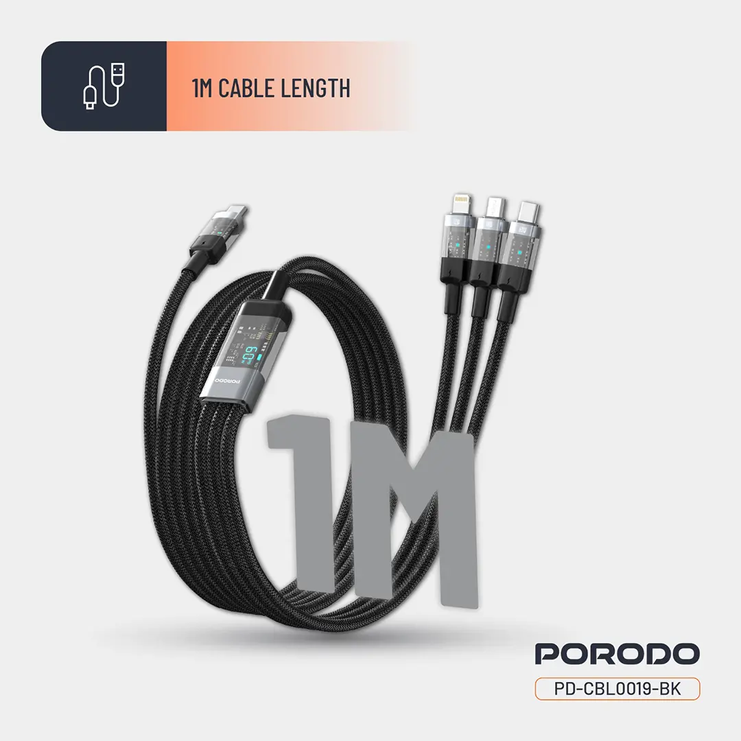 Porodo Transparent Type-C Input Fast Charging Cable 5 Porodo Transparent Type-C Input Fast Charging Cable - Image 5