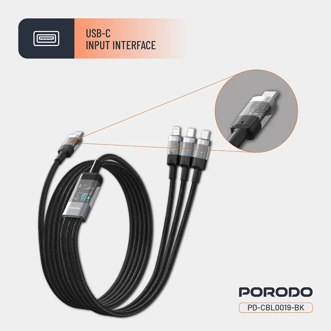 Porodo Transparent Type-C Input Fast Charging Cable 6 Porodo Transparent Type-C Input Fast Charging Cable - Image 6