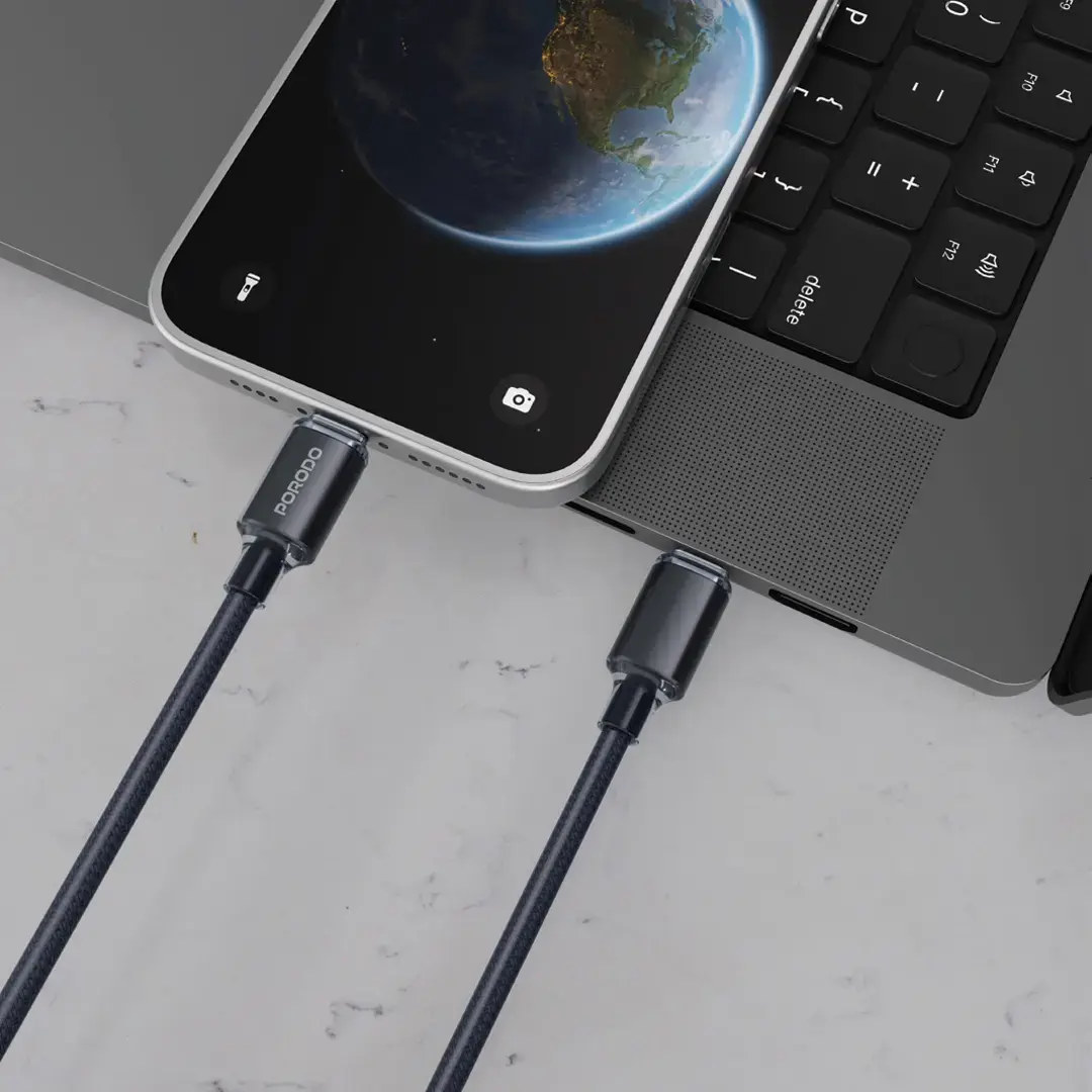 Porodo USB-C to Lightning Braided Cable 3 Porodo USB-C to Lightning Braided Cable - Image 3
