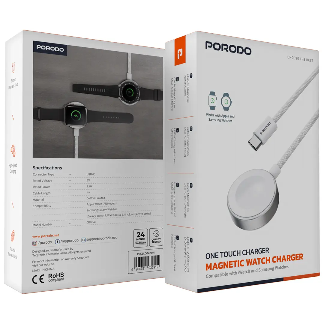 Porodo One Touch Charger Magnetic Watch Charger 2 Porodo One Touch Charger Magnetic Watch Charger - Image 2