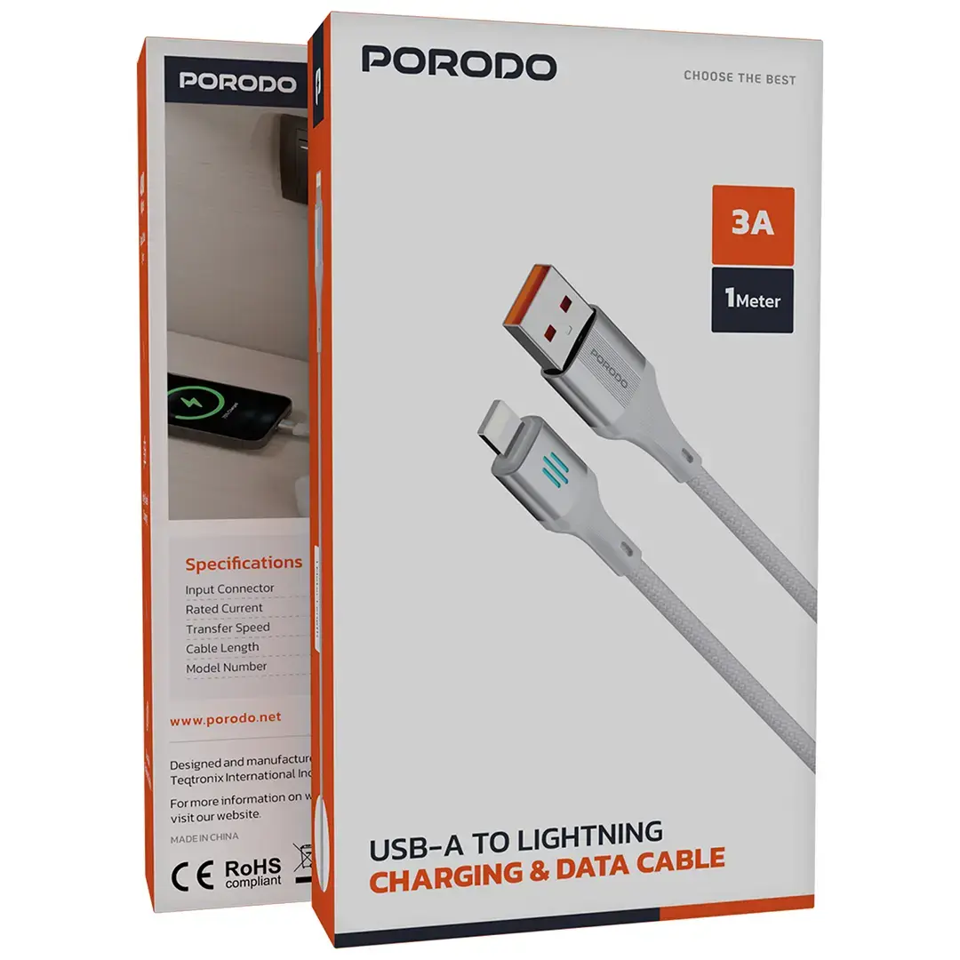 Porodo USB-A to Lightning Charging & Data Cable 4 Porodo USB-A to Lightning Charging & Data Cable - Image 4