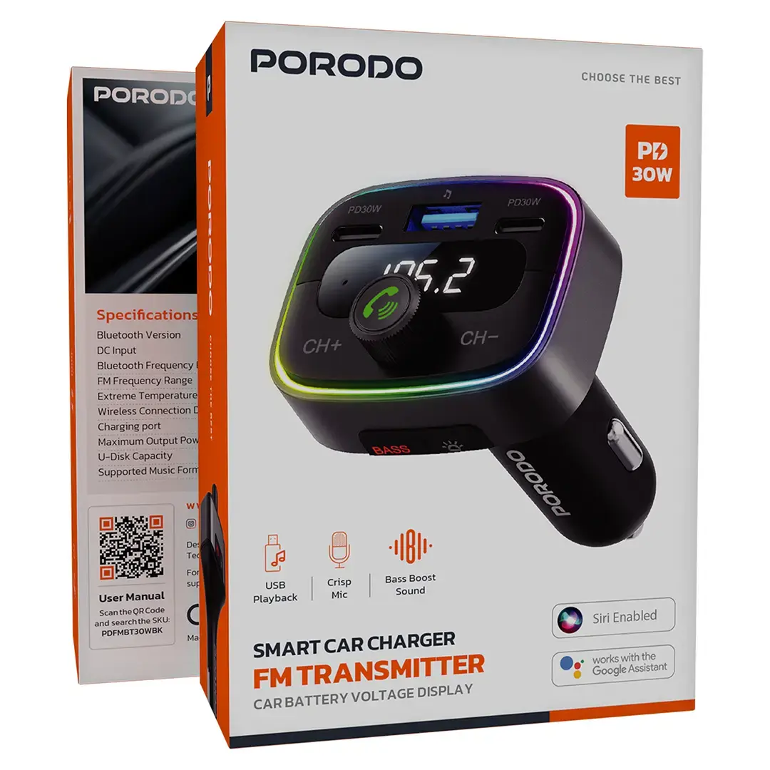 Porodo Smart Car Charger FM Transmitter 5 Porodo Smart Car Charger FM Transmitter - Image 5