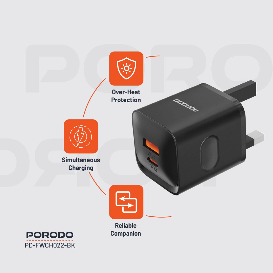 Porodo Dual port Wall Charger UK 3 Porodo Dual port Wall Charger UK - Image 3