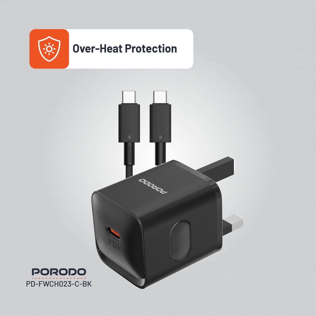 Porodo USB-C Power Delivery Wall Charger with Type-C Cable 6 Porodo USB-C Power Delivery Wall Charger with Type-C Cable - Image 6