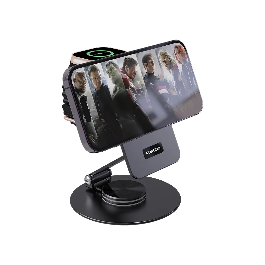 Porodo Wireless Charging Rotating Stand 3 Porodo Wireless Charging Rotating Stand - Image 3