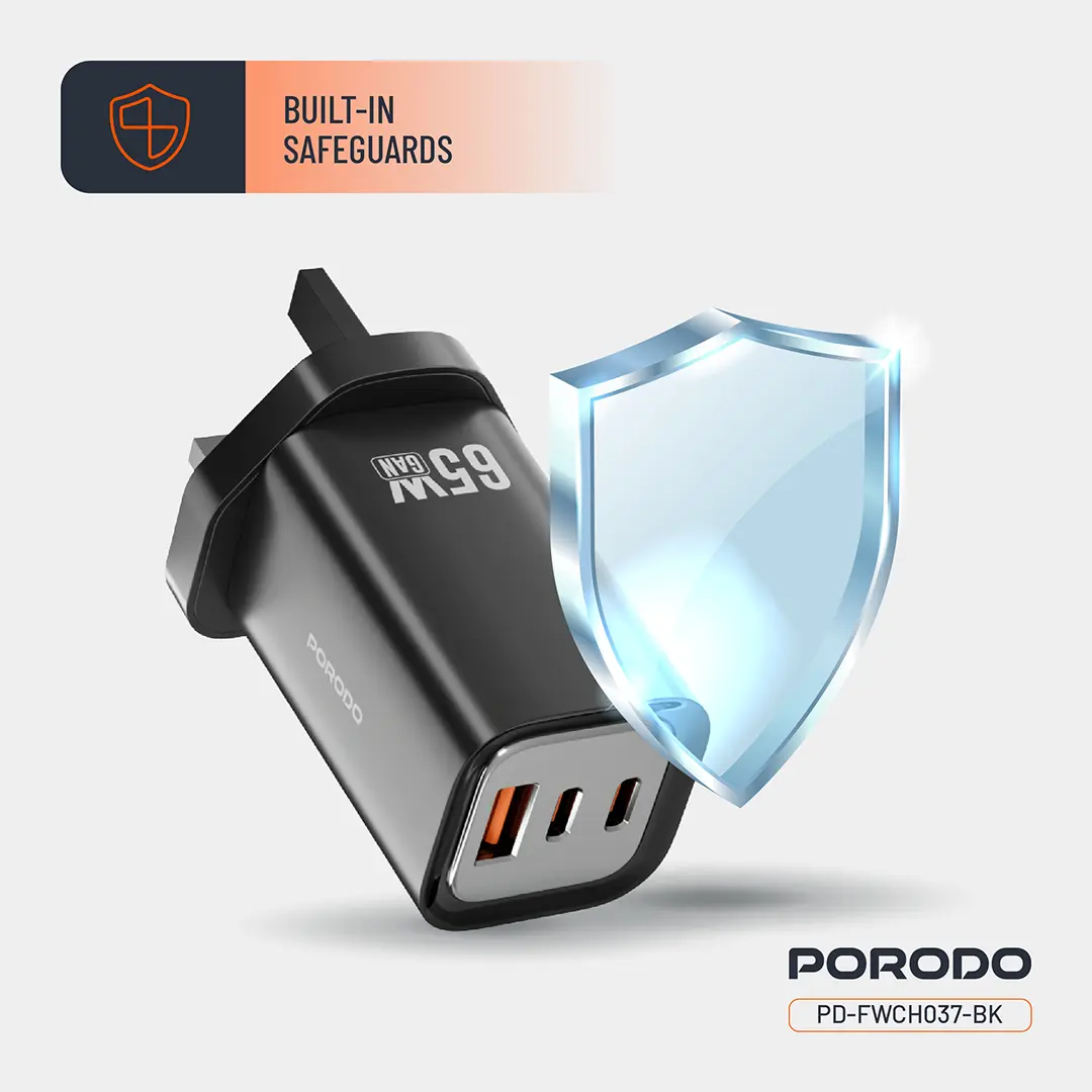 Porodo 65W Triple Output Quick Wall Charger 5 Porodo 65W Triple Output Quick Wall Charger - Image 5