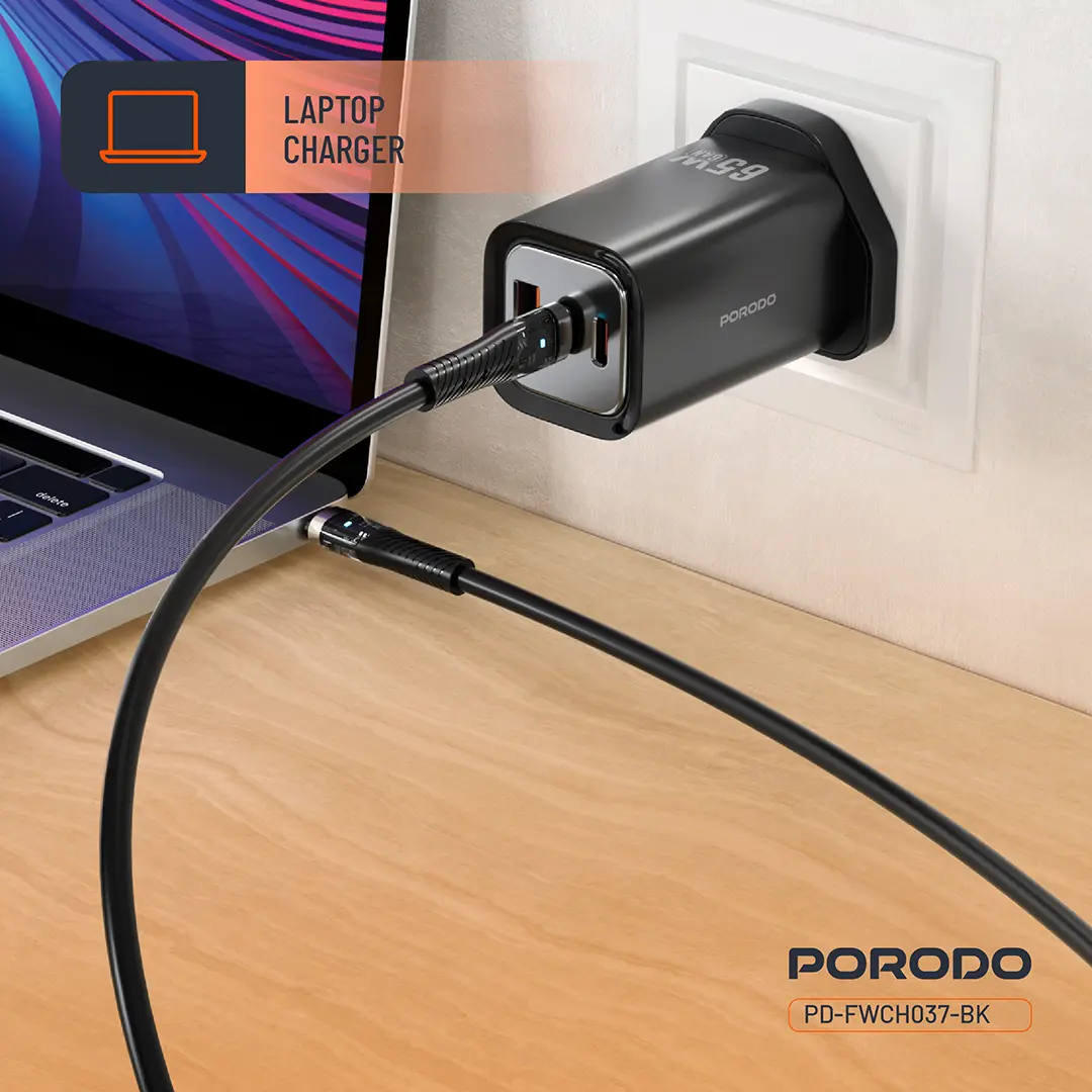 Porodo 65W Triple Output Quick Wall Charger 6 Porodo 65W Triple Output Quick Wall Charger - Image 6