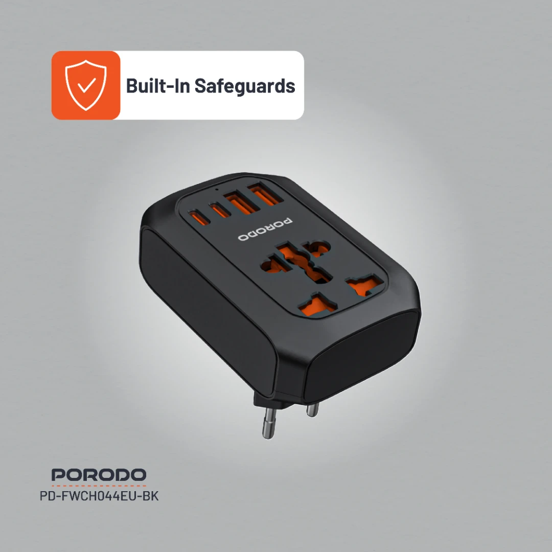 Porodo Universal AC Adapter Multi-Device Charging EU Plug 3 Porodo Universal AC Adapter Multi-Device Charging EU Plug - Image 3