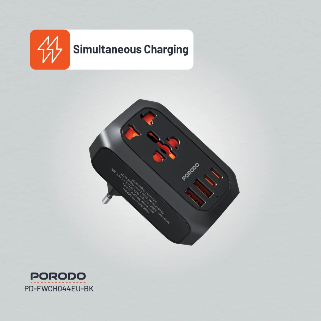 Porodo Universal AC Adapter Multi-Device Charging EU Plug 5 Porodo Universal AC Adapter Multi-Device Charging EU Plug - Image 5