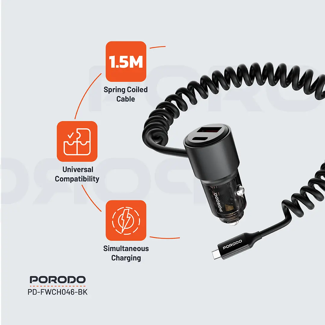 Porodo 110W Car Charger 3 Porodo 110W Car Charger - Image 3