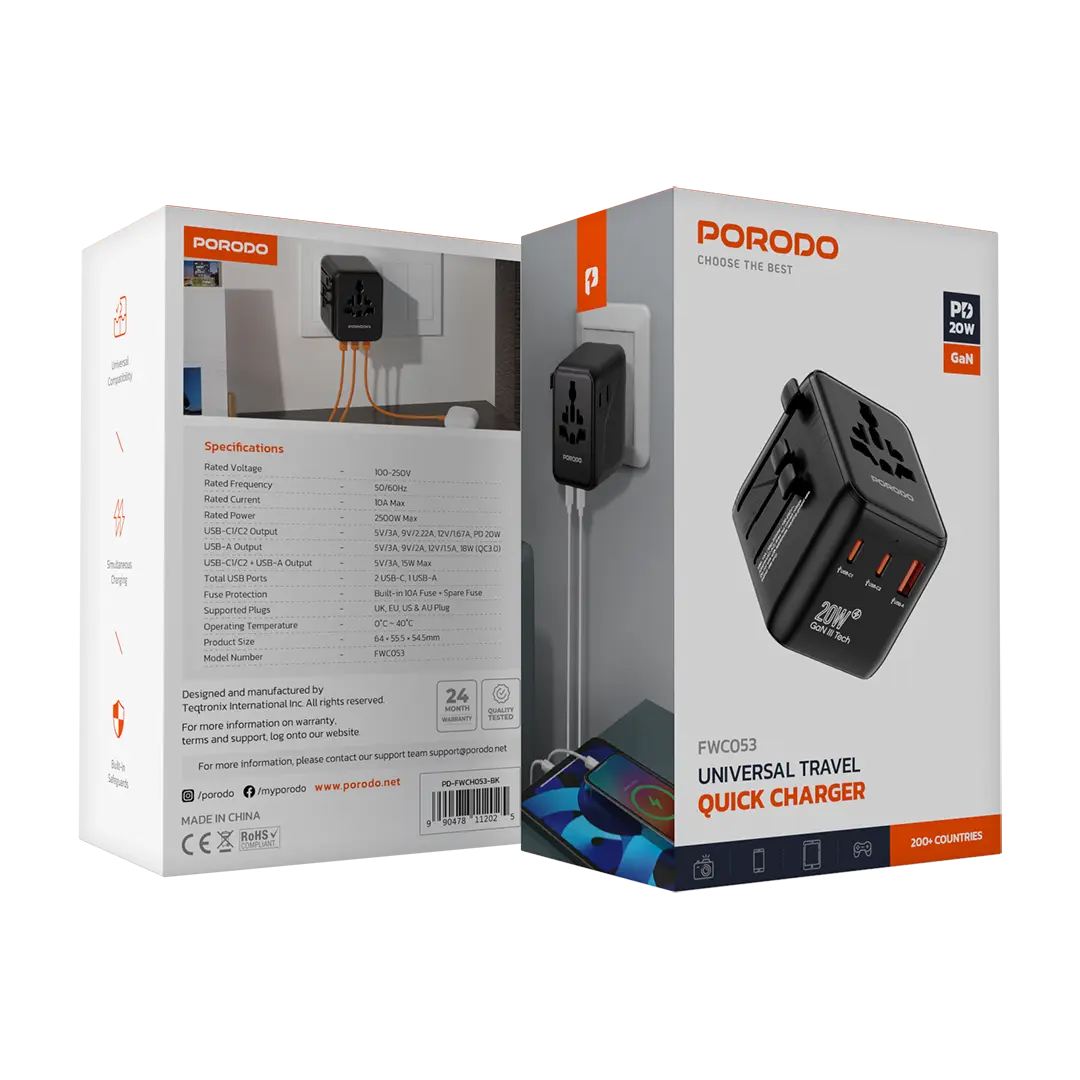 Porodo Universal Travel GaN Quick Charger 3 Porodo Universal Travel GaN Quick Charger - Image 3