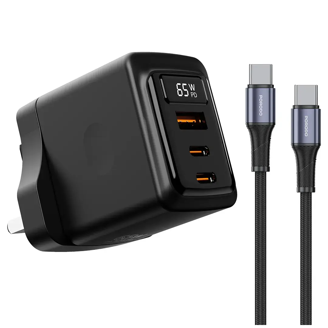 Porodo GaN 65W Multi-Port Wall Charger 3 Porodo GaN 65W Multi-Port Wall Charger - Image 3