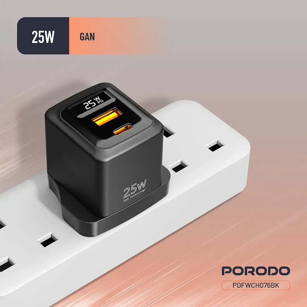 Porodo GaN 25W Dual-Port Wall Charger 6 Porodo GaN 25W Dual-Port Wall Charger - Image 6