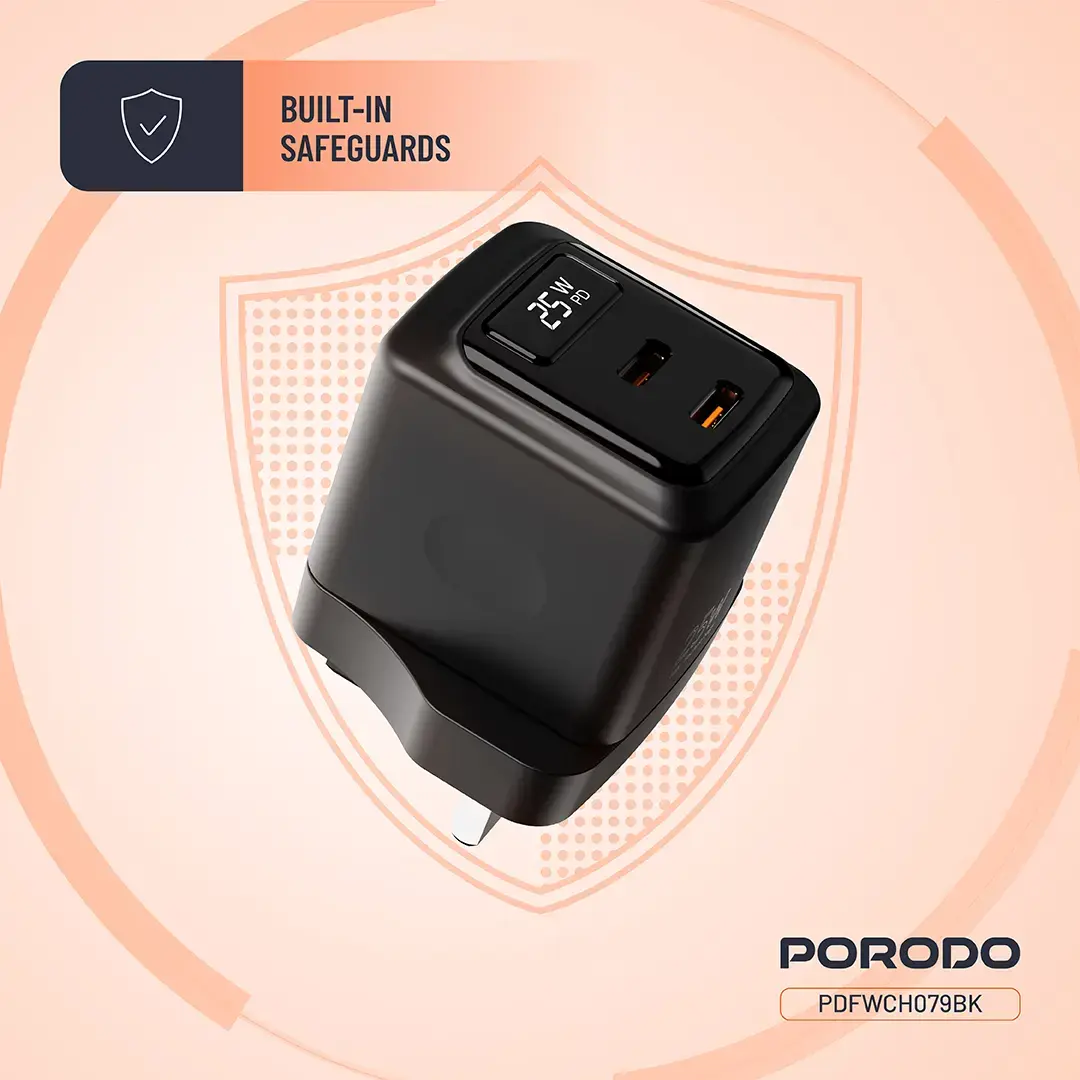Porodo GaN 25W Dual USB-C Wall Charger 5 Porodo GaN 25W Dual USB-C Wall Charger - Image 5