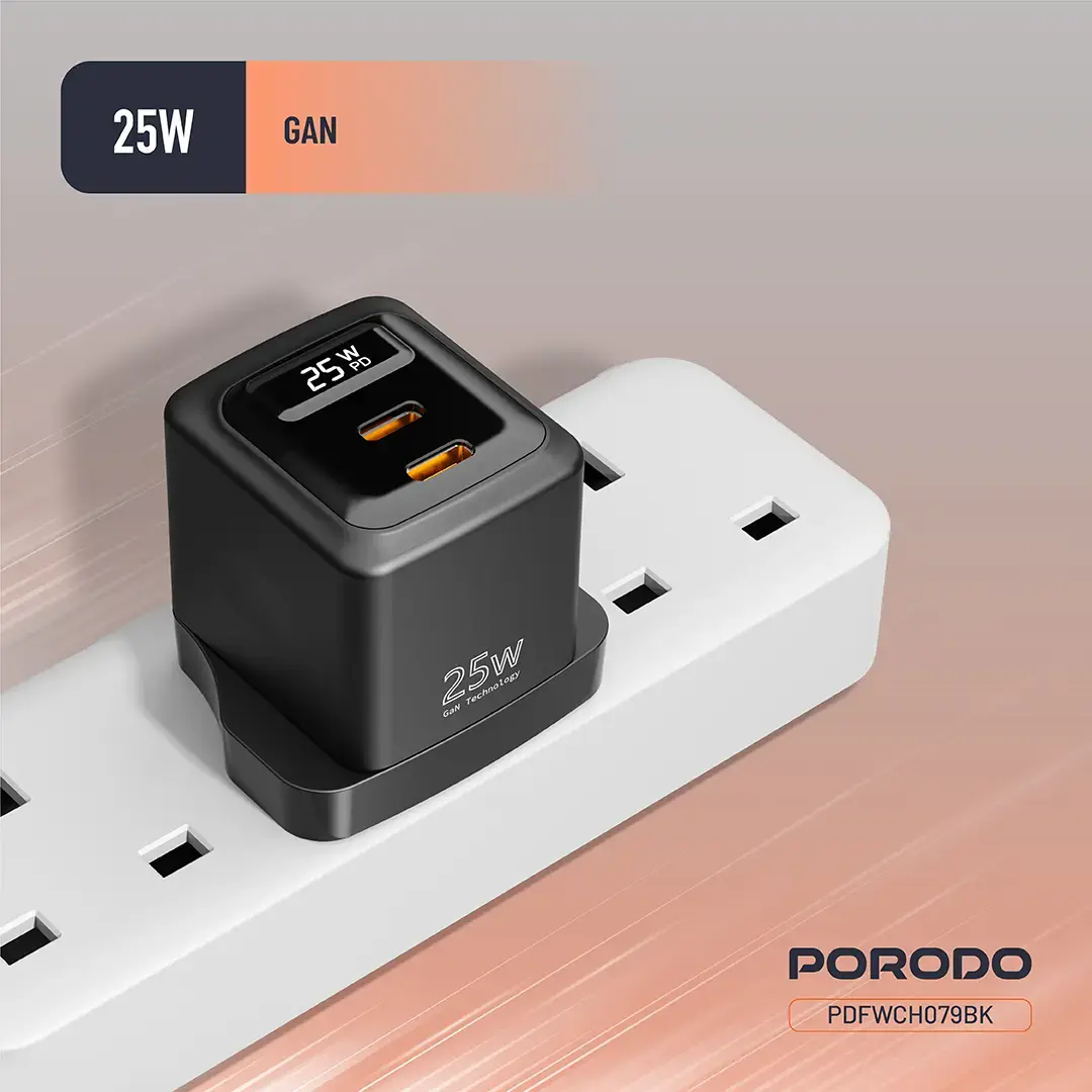 Porodo GaN 25W Dual USB-C Wall Charger 6 Porodo GaN 25W Dual USB-C Wall Charger - Image 6