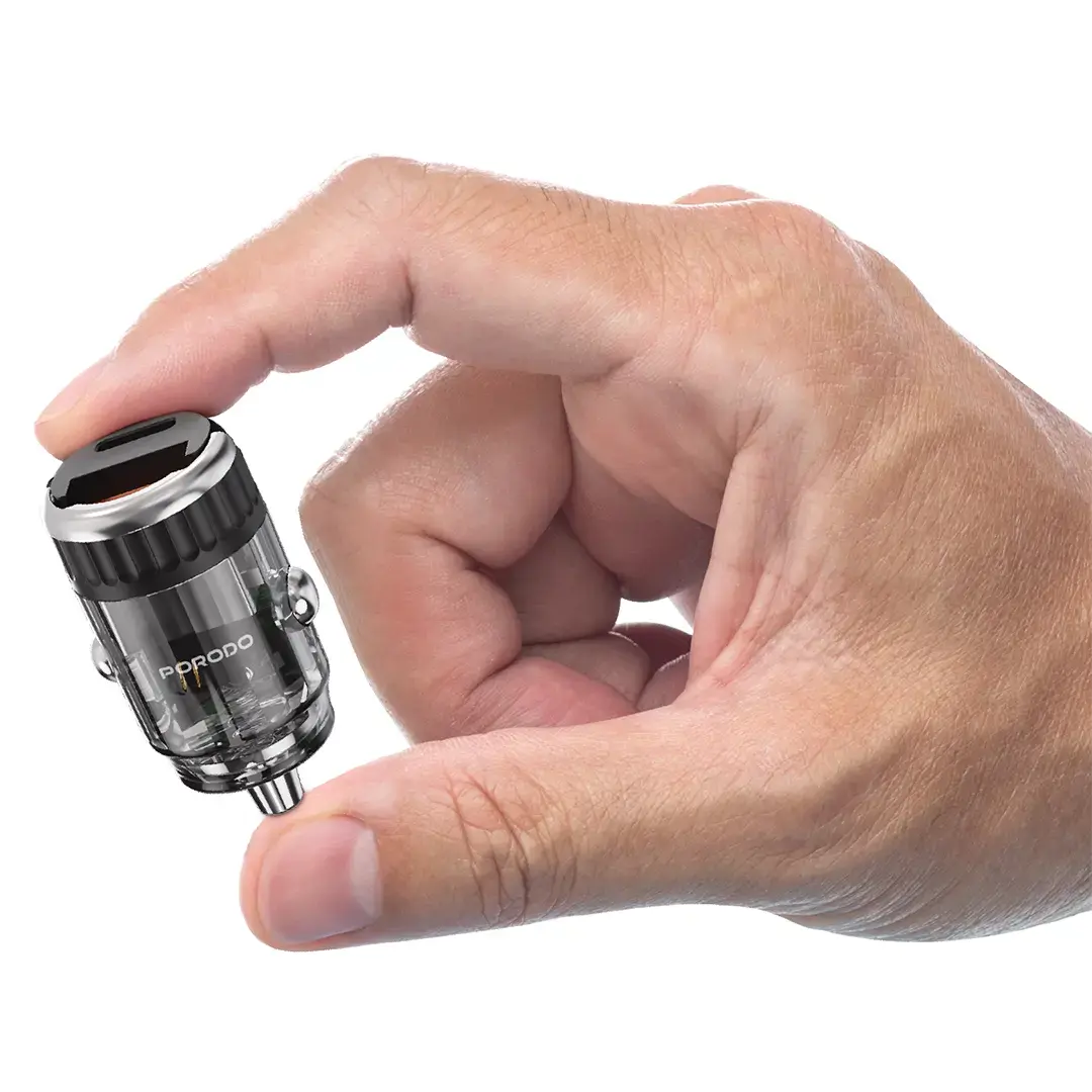 Porodo Dual Port Transparent Car Charger With Pull Ring Handle 4 Porodo Dual Port Transparent Car Charger With Pull Ring Handle - Image 4