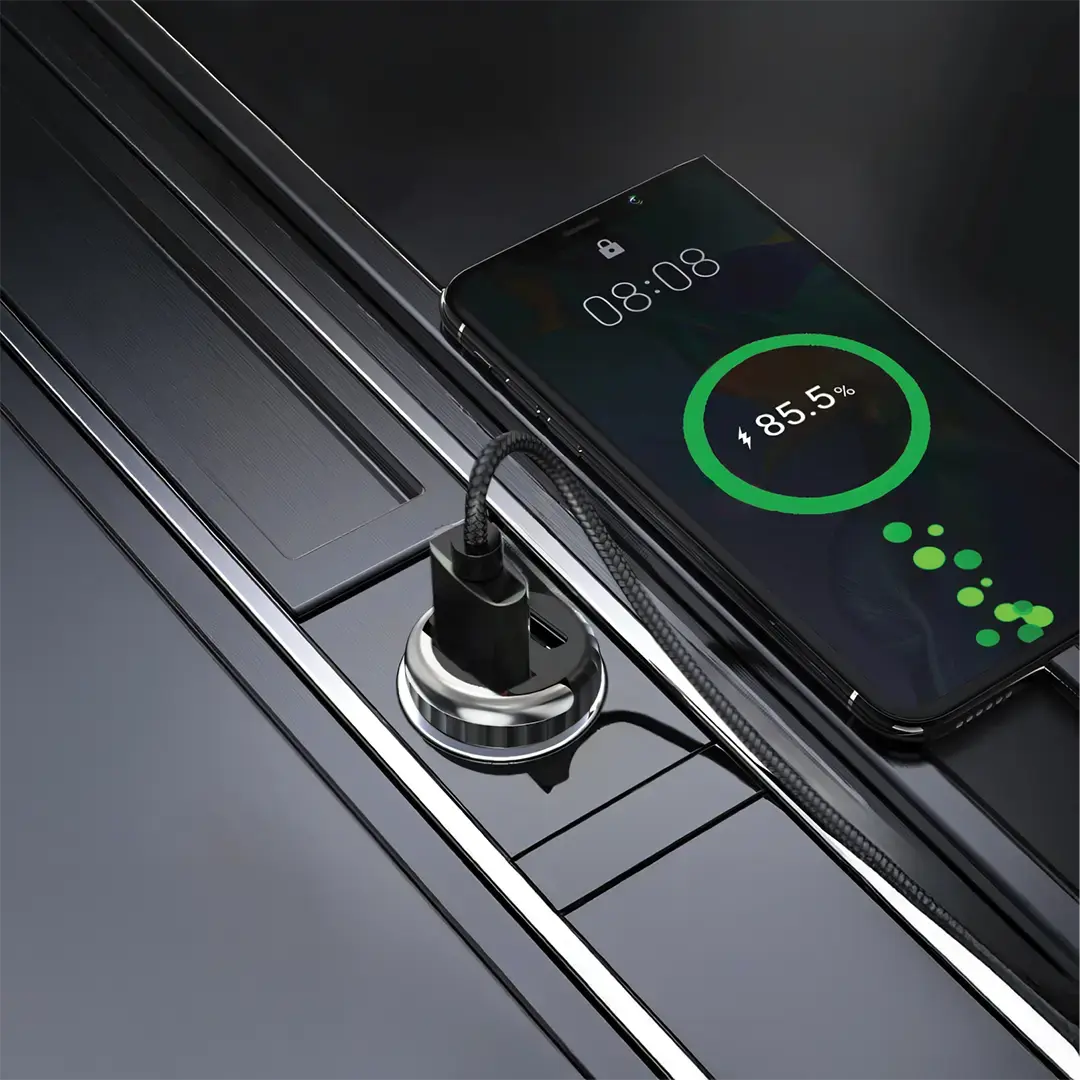 Porodo Dual Port Transparent Car Charger With Pull Ring Handle 5 Porodo Dual Port Transparent Car Charger With Pull Ring Handle - Image 5