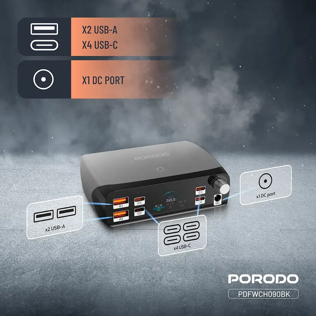 Porodo PowerGate Smart Charging Station 2 Porodo PowerGate Smart Charging Station - Image 2
