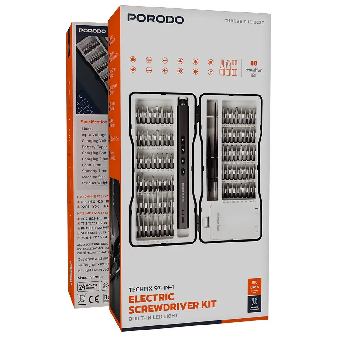 Porodo TechFix 97‑In‑1 Electric Screwdriver Kit 2 Porodo TechFix 97‑In‑1 Electric Screwdriver Kit - Image 2