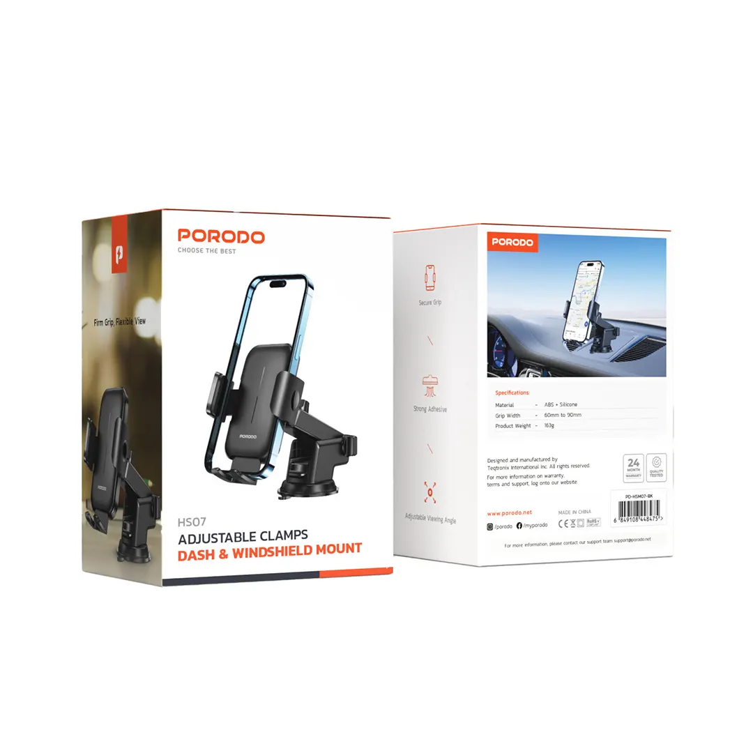 Porodo Adjustable Clamps Dash & Windshield Mount 2 Porodo Adjustable Clamps Dash & Windshield Mount - Image 2