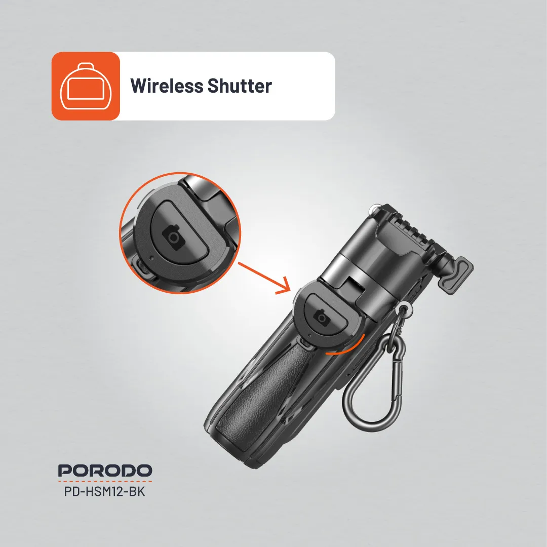 Porodo Foldable Selfie Stick with Extendable Tripod 4 Porodo Foldable Selfie Stick with Extendable Tripod - Image 4