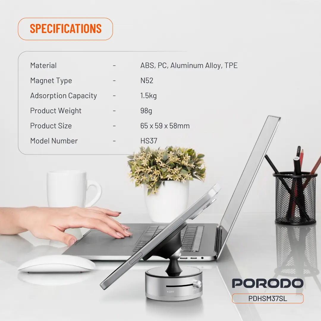 Porodo Multi-Surface MagSafe Phone Mount 2 Porodo Multi-Surface MagSafe Phone Mount - Image 2