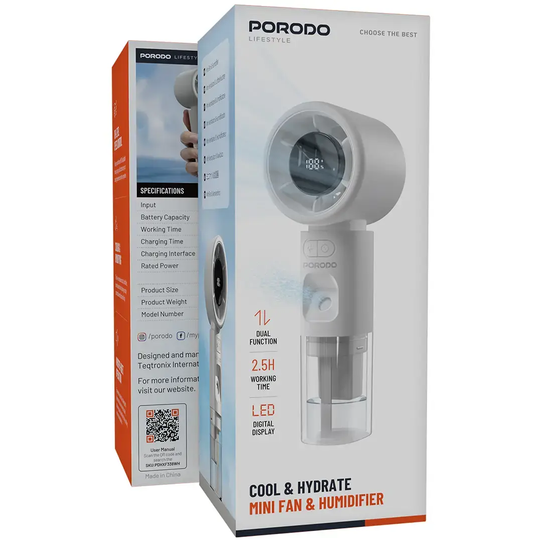 Porodo Lifestyle Cool & Hydrate Mini Fan & Humidifier 4 Porodo Lifestyle Cool & Hydrate Mini Fan & Humidifier - Image 4
