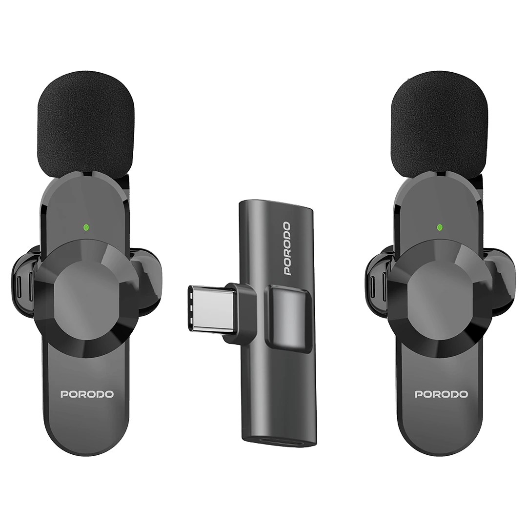 Porodo Audix Pro Lavalier Dual Microphone Type-C & Lightning 2 Porodo Audix Pro Lavalier Dual Microphone Type-C & Lightning - Image 2