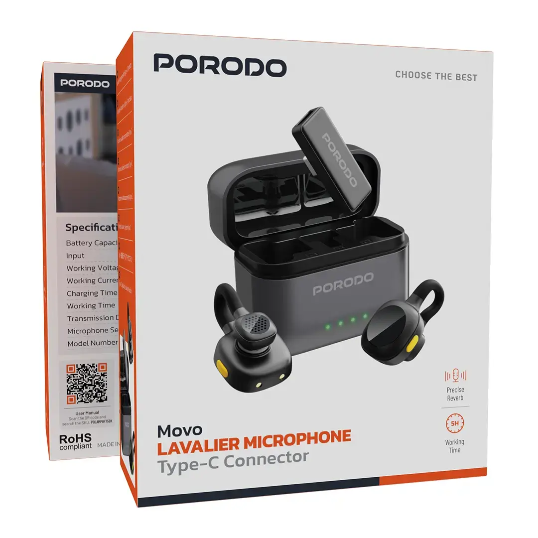 Porodo Movo Lavalier Microphone Type-C Connector 3 Porodo Movo Lavalier Microphone Type-C Connector - Image 3