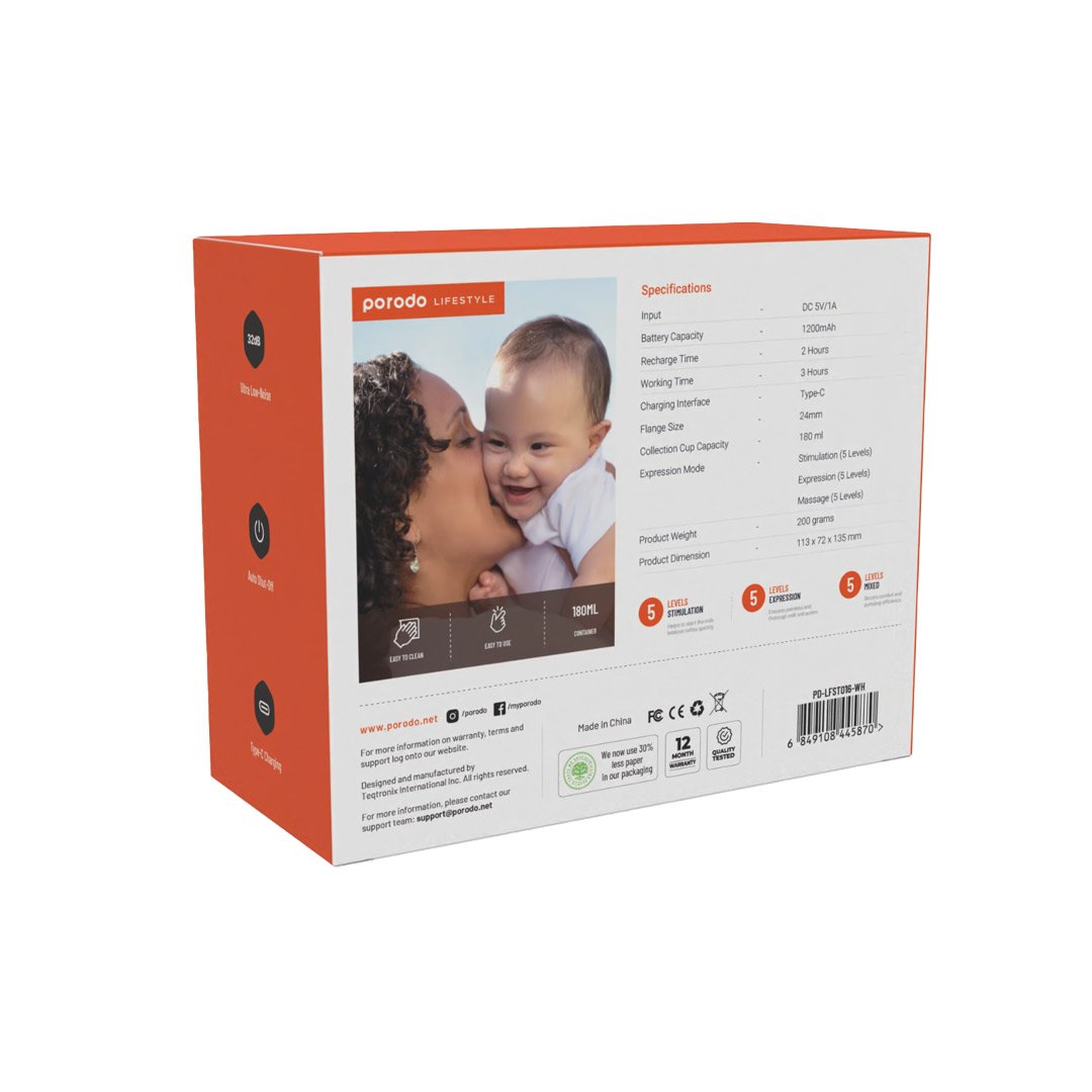Porodo Lifestyle Wearable Motorised Breast Pump 6 Porodo Lifestyle Wearable Motorised Breast Pump - Image 6